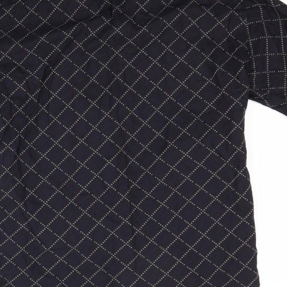 Mens UK Size M NEXT Black  Button-Up Short Sleeve Casual Shirt
