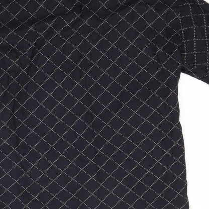 Mens UK Size M NEXT Black  Button-Up Short Sleeve Casual Shirt