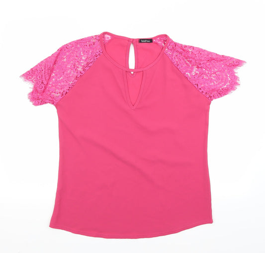 Womens UK Size M Boohoo Pink Basic Blouse