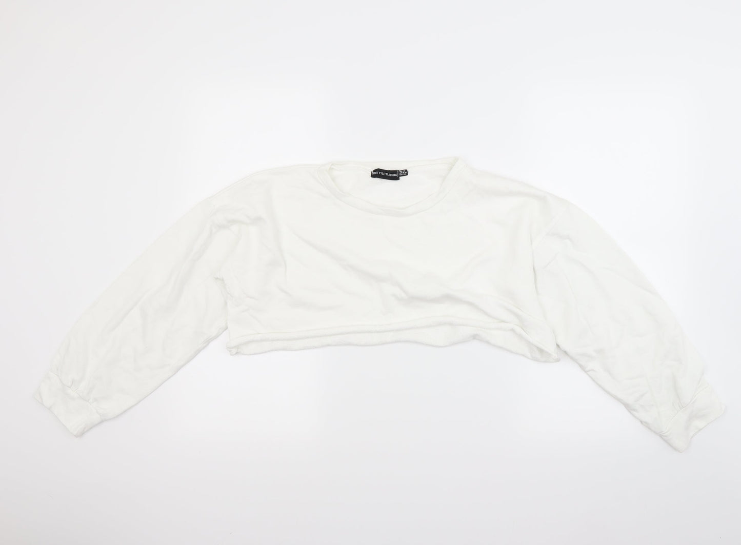 Prettylitlething Womens White   Pullover Sweatshirt Size 10  - crop top