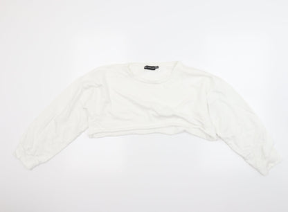 Prettylitlething Womens White   Pullover Sweatshirt Size 10  - crop top
