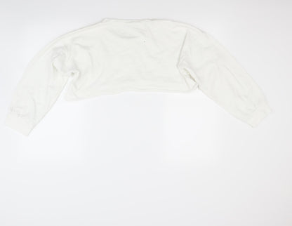 Prettylitlething Womens White   Pullover Sweatshirt Size 10  - crop top