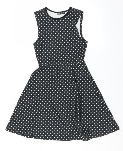 One Touch Womens Black Polka Dot  Skater Dress  Size 8