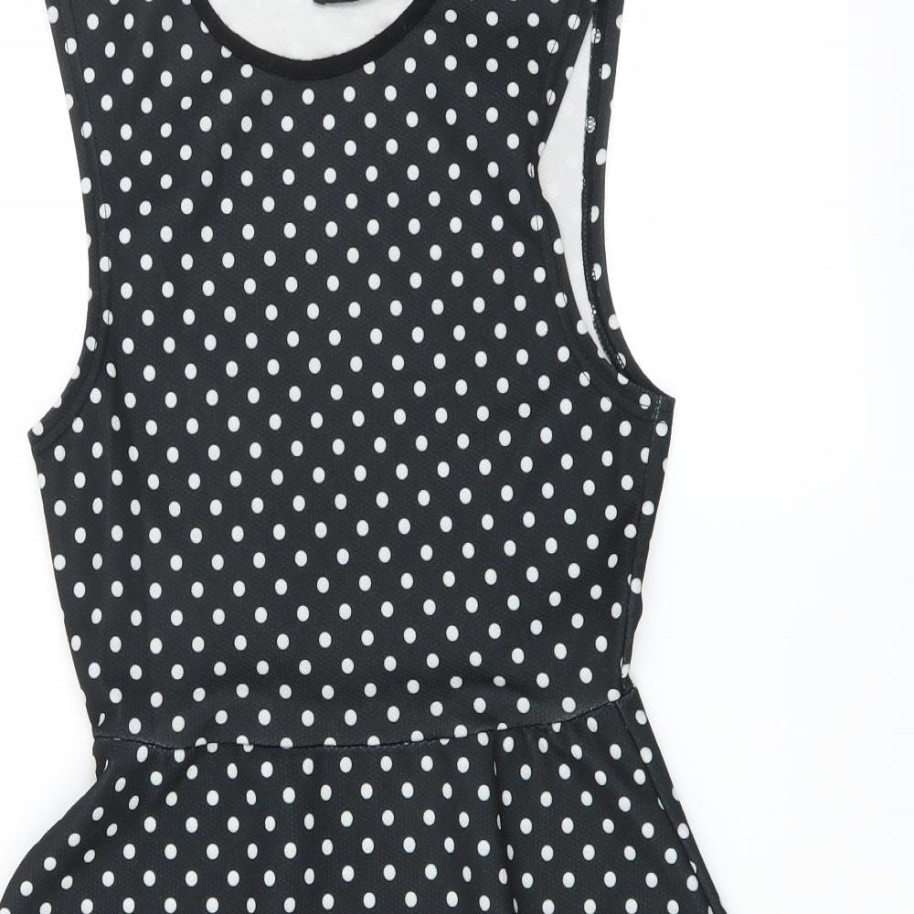 One Touch Womens Black Polka Dot  Skater Dress  Size 8