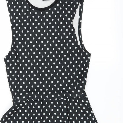 One Touch Womens Black Polka Dot  Skater Dress  Size 8