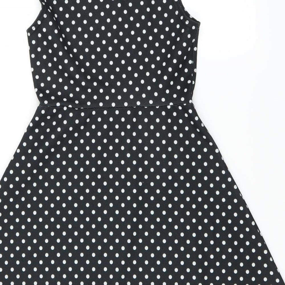 One Touch Womens Black Polka Dot  Skater Dress  Size 8