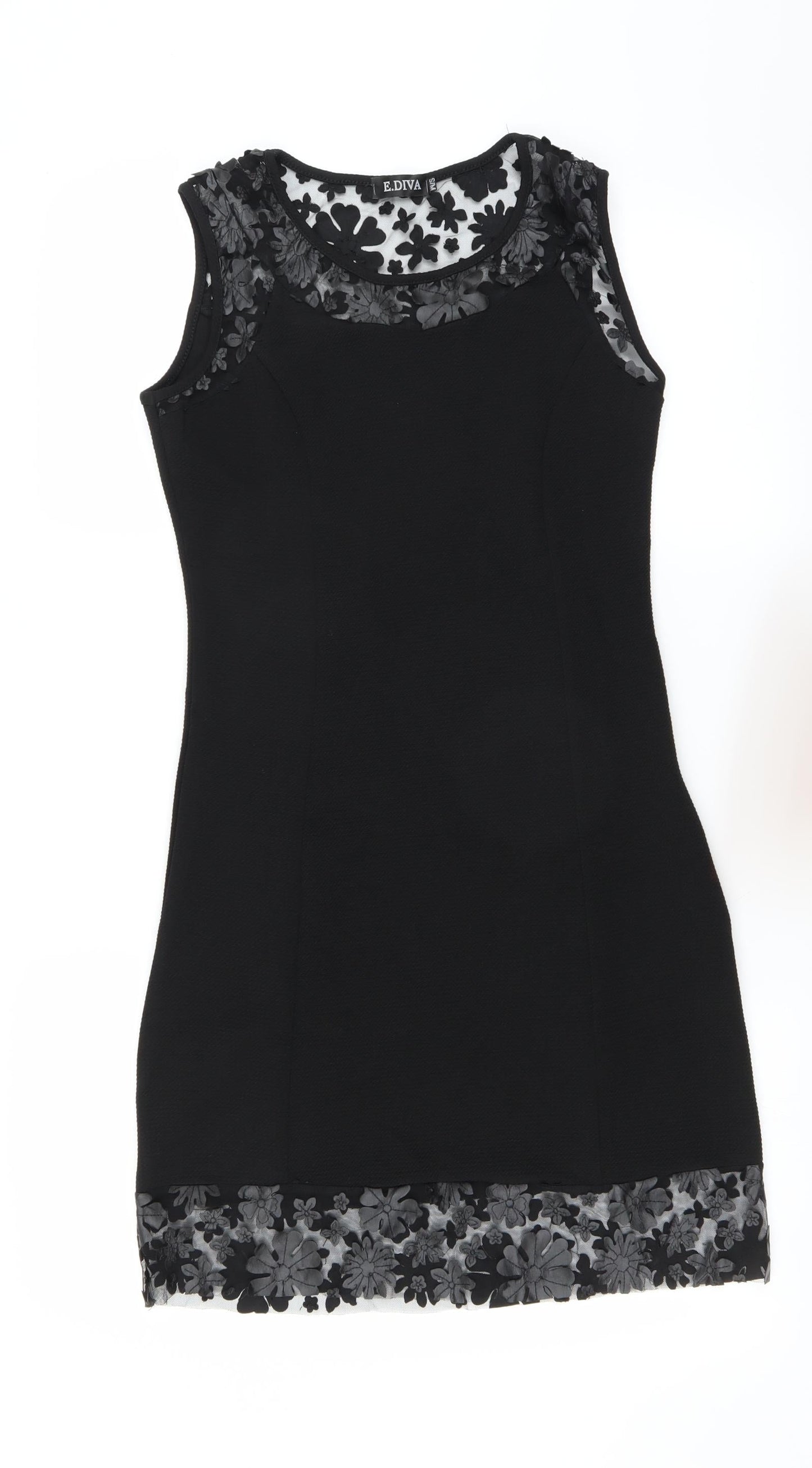E. DIVA Womens Black   Bodycon  Size S  - floral detail