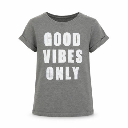 Primark Girls Grey   Basic T-Shirt Size 7-8 Years  - Good Vibes Only