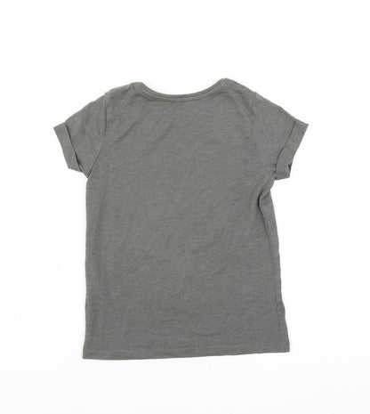 Primark Girls Grey   Basic T-Shirt Size 7-8 Years  - Good Vibes Only