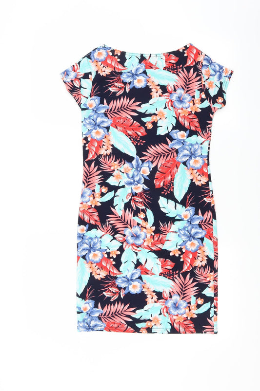 Boohoo Womens Blue Floral  T-Shirt Dress  Size 10