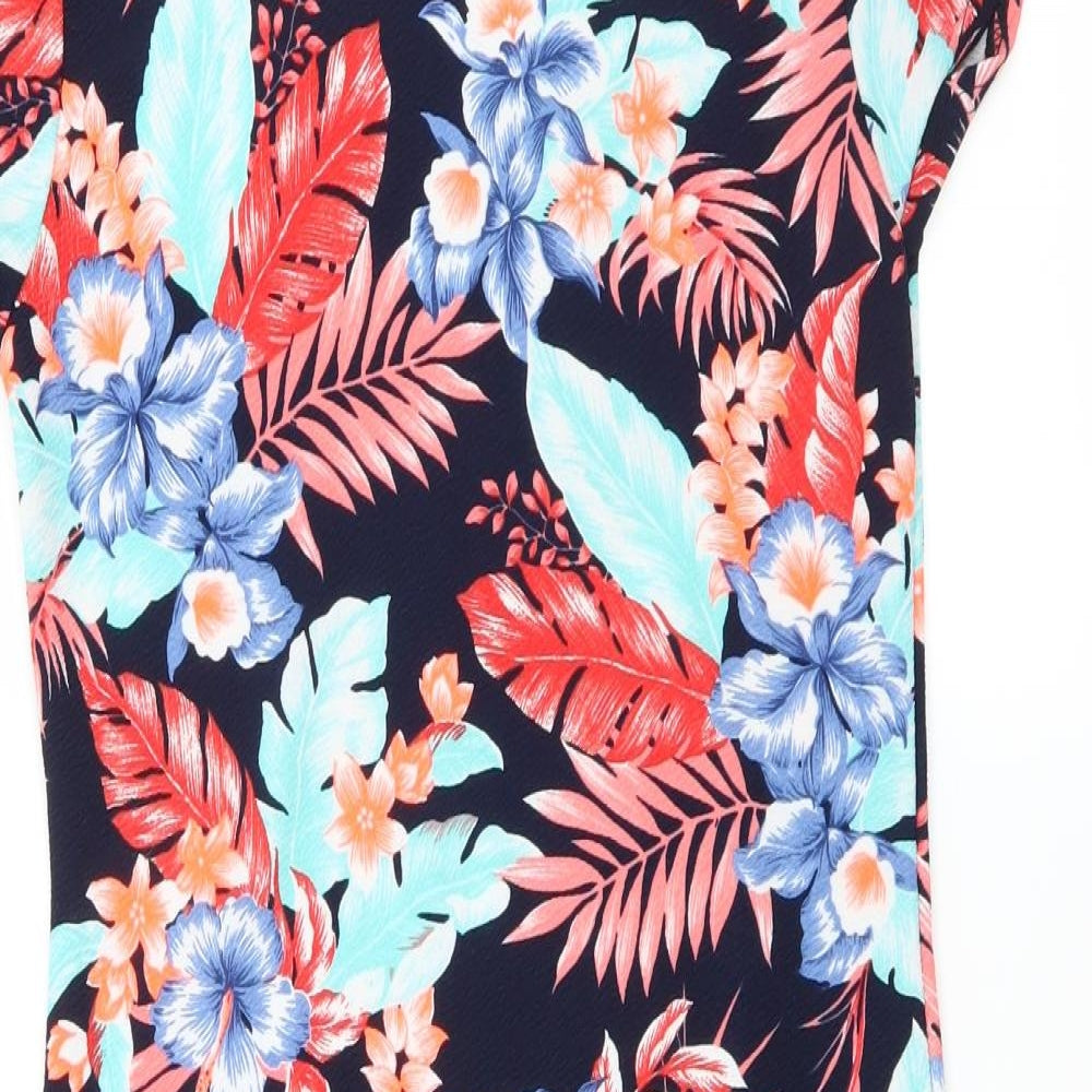 Boohoo Womens Blue Floral  T-Shirt Dress  Size 10