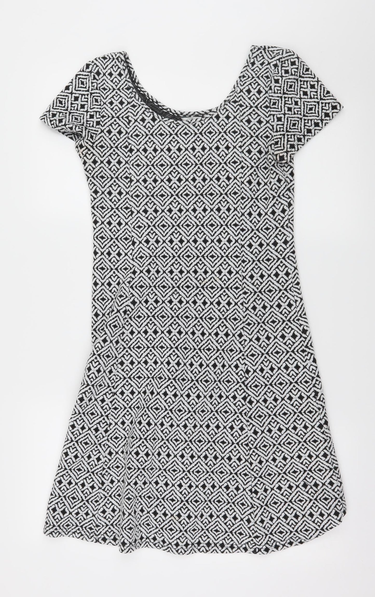 Peacocks Womens Black Geometric Jersey Skater Dress  Size 10