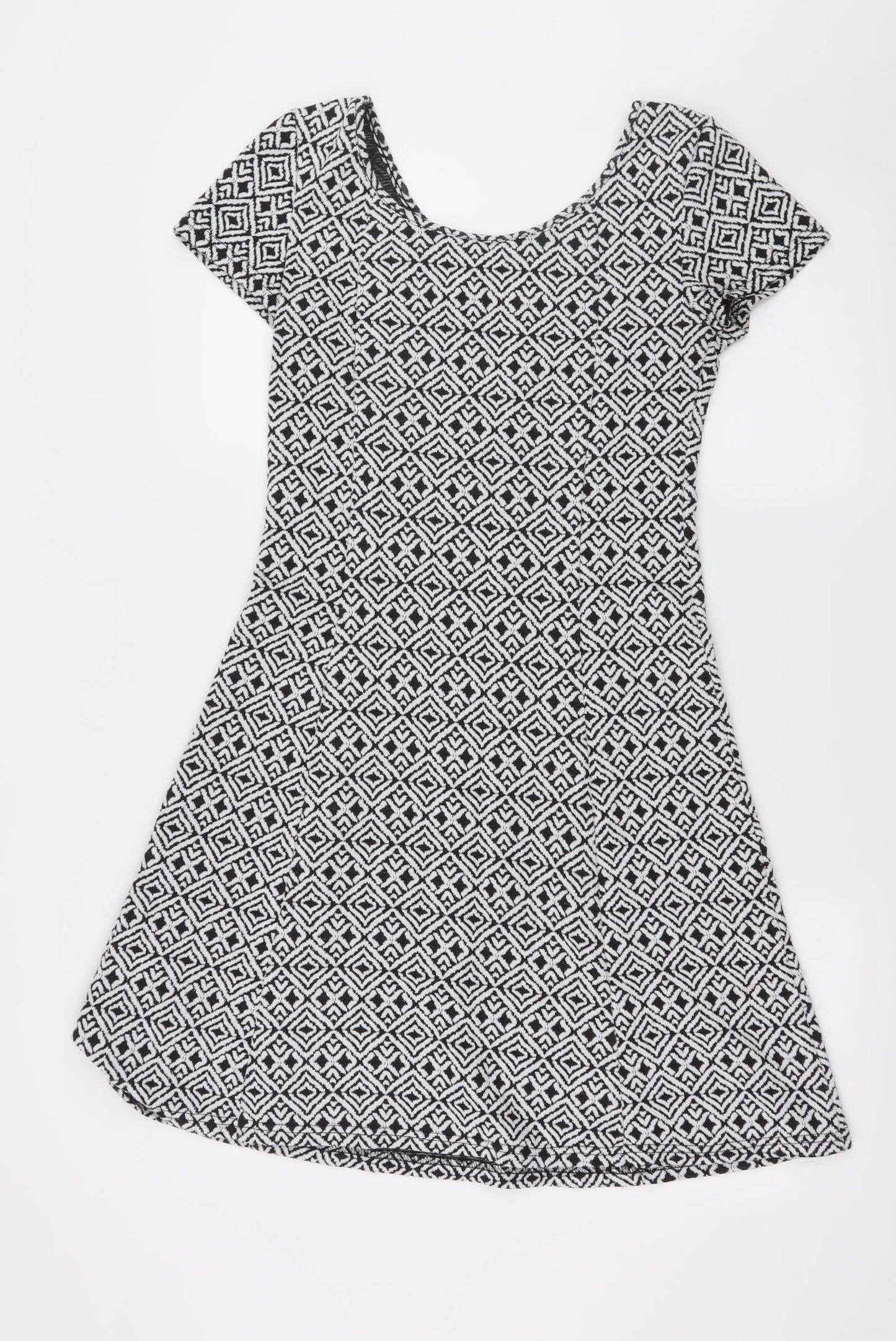 Peacocks Womens Black Geometric Jersey Skater Dress  Size 10