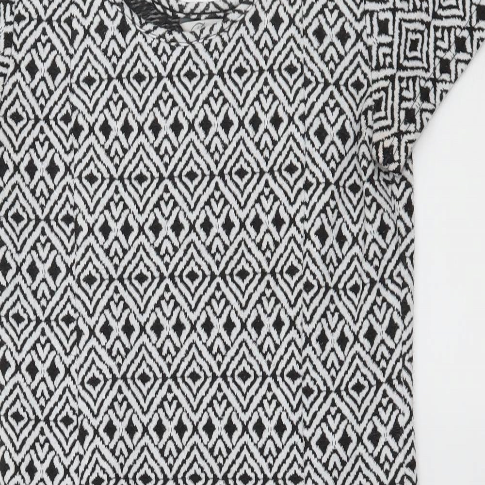 Peacocks Womens Black Geometric Jersey Skater Dress  Size 10