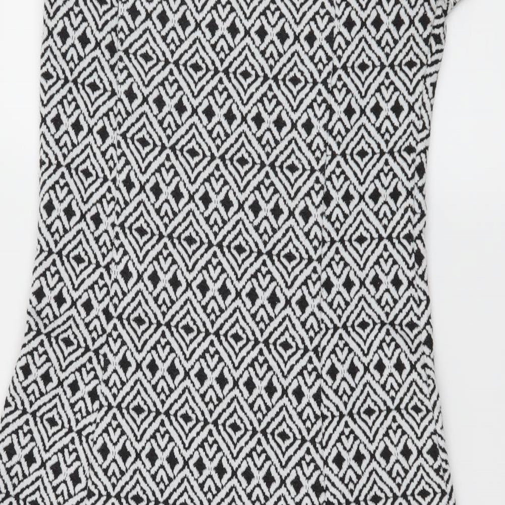 Peacocks Womens Black Geometric Jersey Skater Dress  Size 10