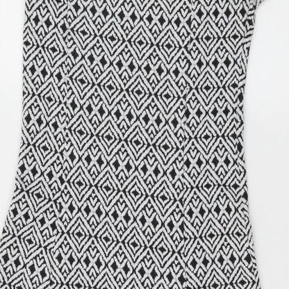 Peacocks Womens Black Geometric Jersey Skater Dress  Size 10