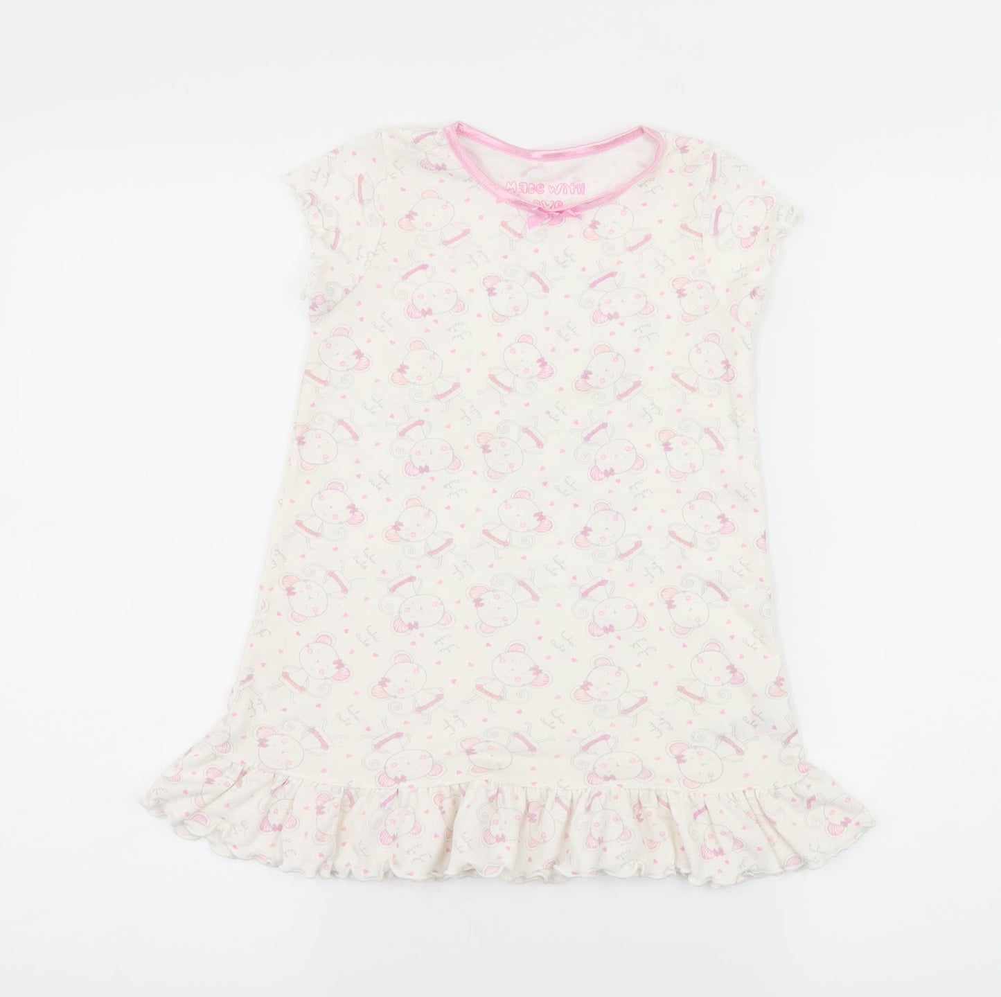 Matalan Girls White Geometric Jersey Top Dress Size 3-4 Years  - Mouse Print