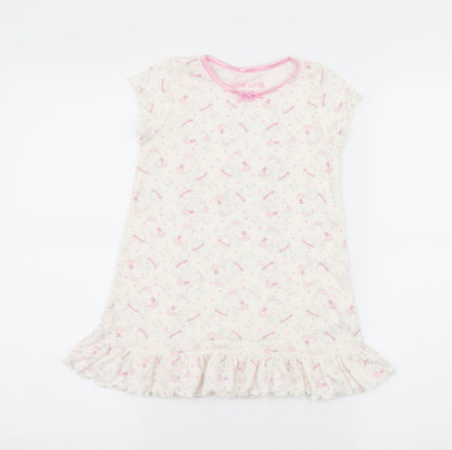 Matalan Girls White Geometric Jersey Top Dress Size 3-4 Years  - Mouse Print