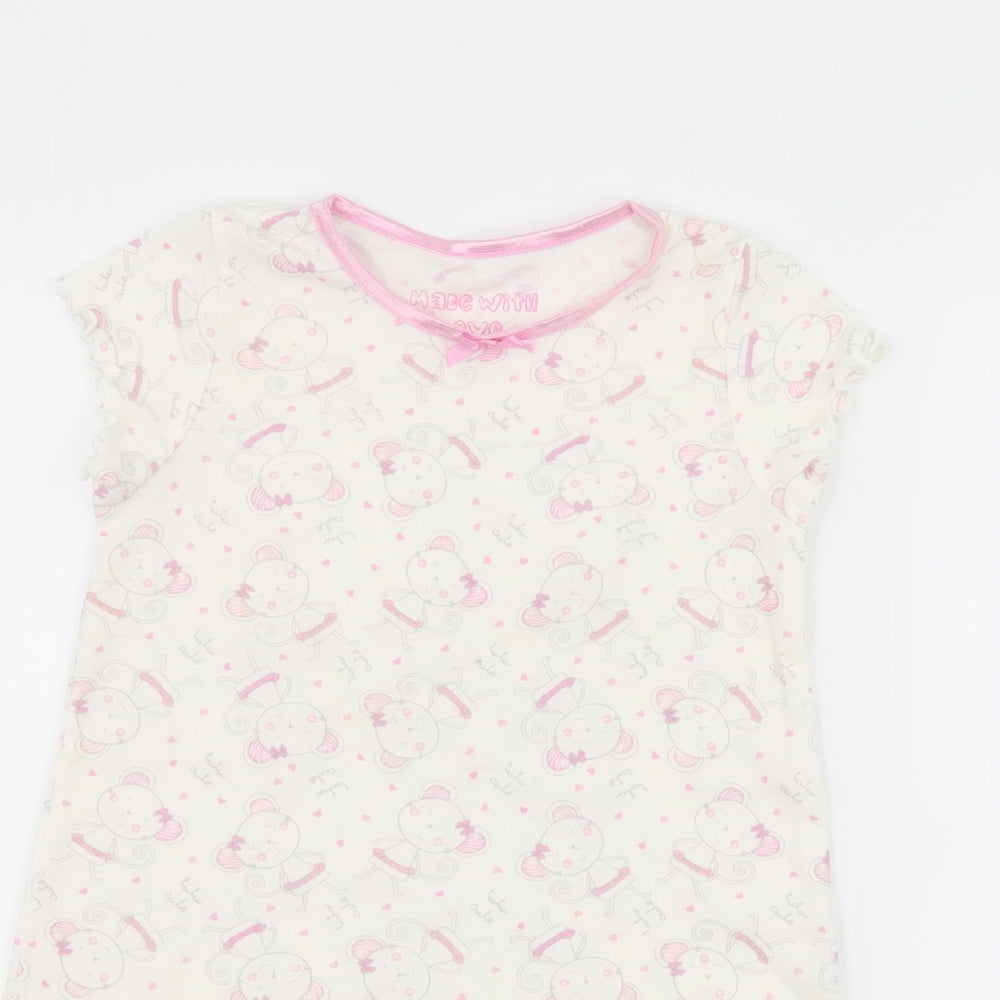 Matalan Girls White Geometric Jersey Top Dress Size 3-4 Years  - Mouse Print