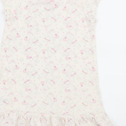Matalan Girls White Geometric Jersey Top Dress Size 3-4 Years  - Mouse Print