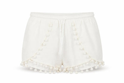 Vera & Lucy Womens White   Hot Pants Shorts Size L - Tassel Hem
