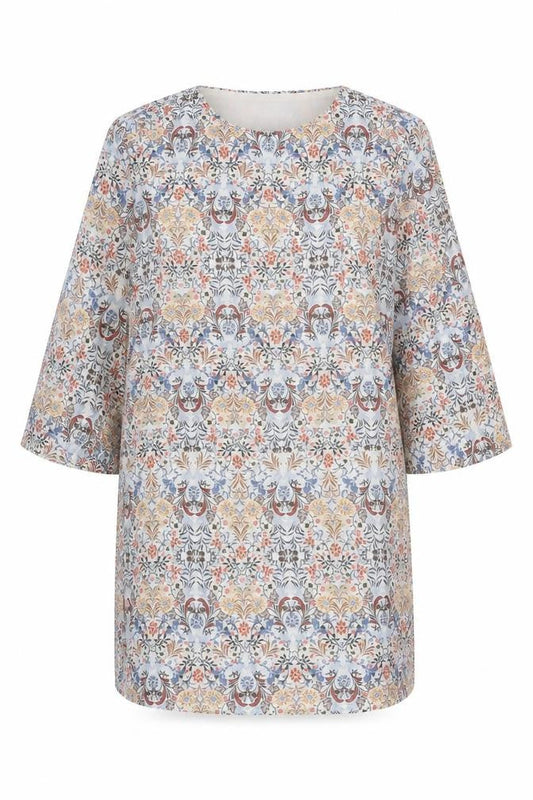 Front view of Atmosphere women’s white paisley shift, size UK 8