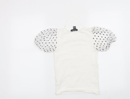 Primark Womens White Polka Dot  Basic Blouse Size 4