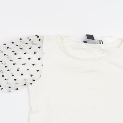 Primark Womens White Polka Dot  Basic Blouse Size 4