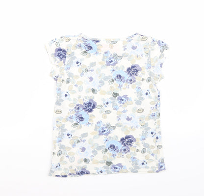 NEXT Girls White Floral  Basic T-Shirt Size 7 Years