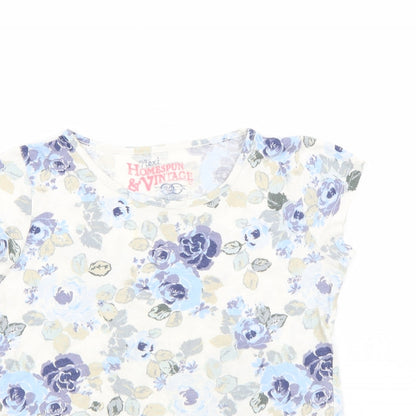 NEXT Girls White Floral  Basic T-Shirt Size 7 Years