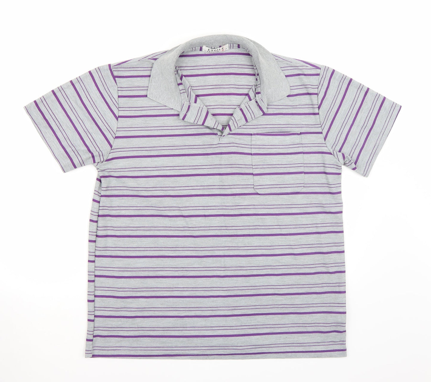 Etoile Mens Grey Striped   T-Shirt Size M
