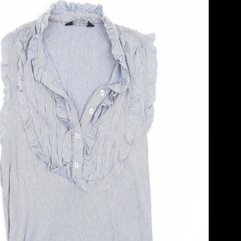 Dorothy Perkins Womens Blue Striped  Basic T-Shirt Size 10