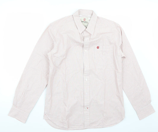 Timberland Mens Red Striped   Button-Up Size M