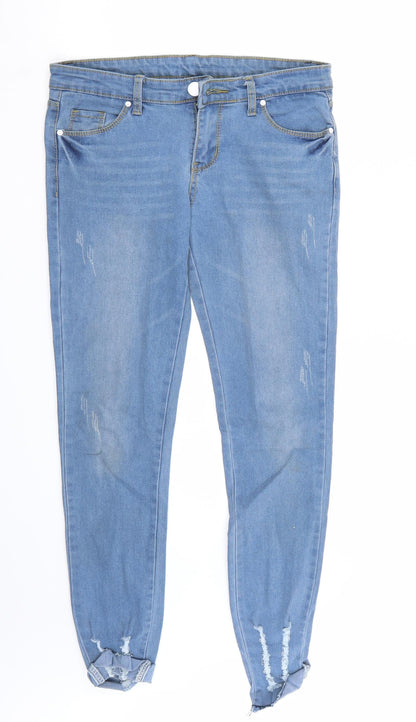 Womens UK Size 30 Preworn Regular Fit Cropped Blue Jeans