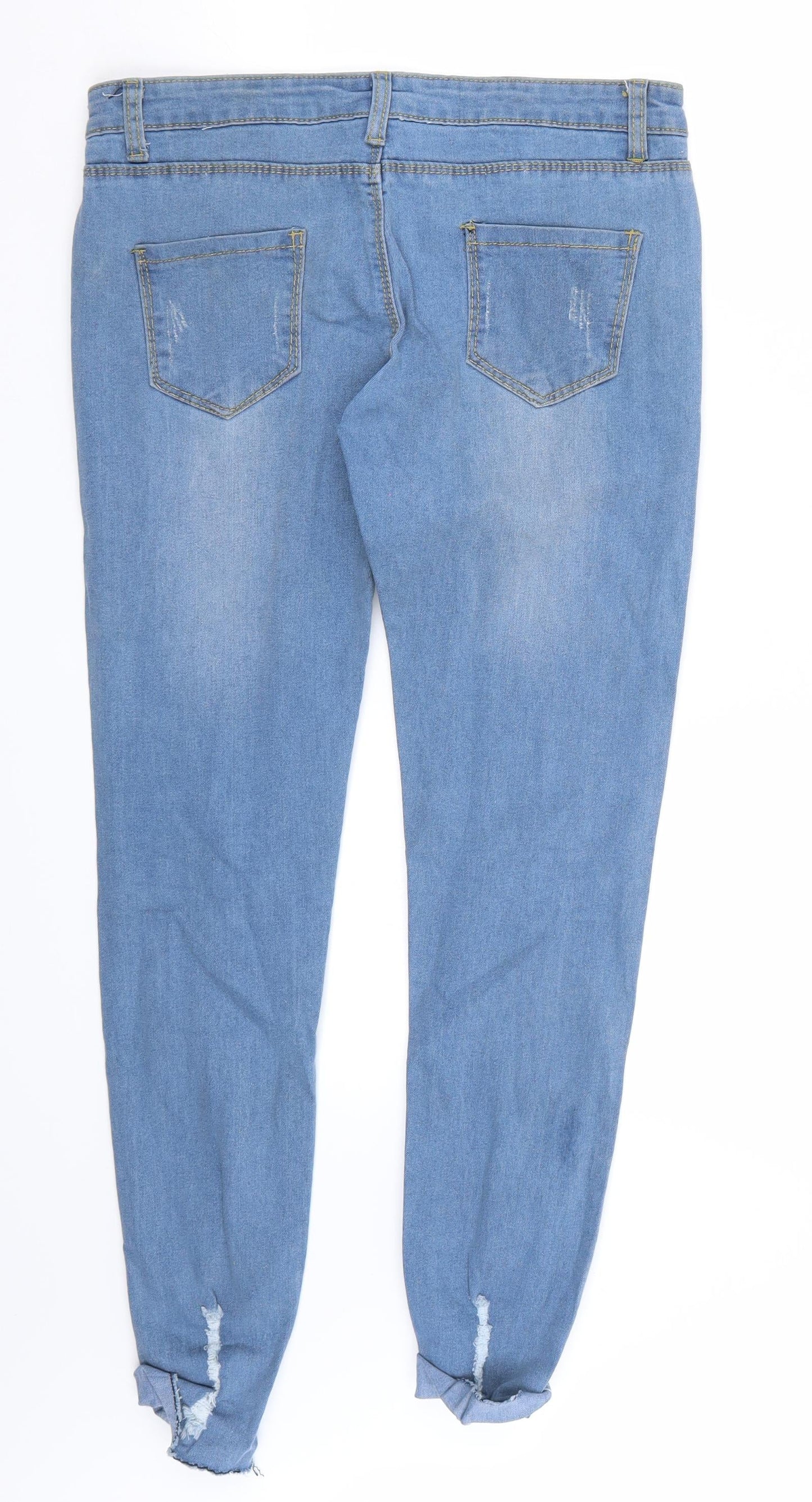 Womens UK Size 30 Preworn Regular Fit Cropped Blue Jeans