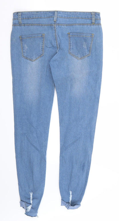 Womens UK Size 30 Preworn Regular Fit Cropped Blue Jeans
