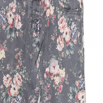 Here & There Womens Grey Floral  Skinny Jeans Size 28 L27 in