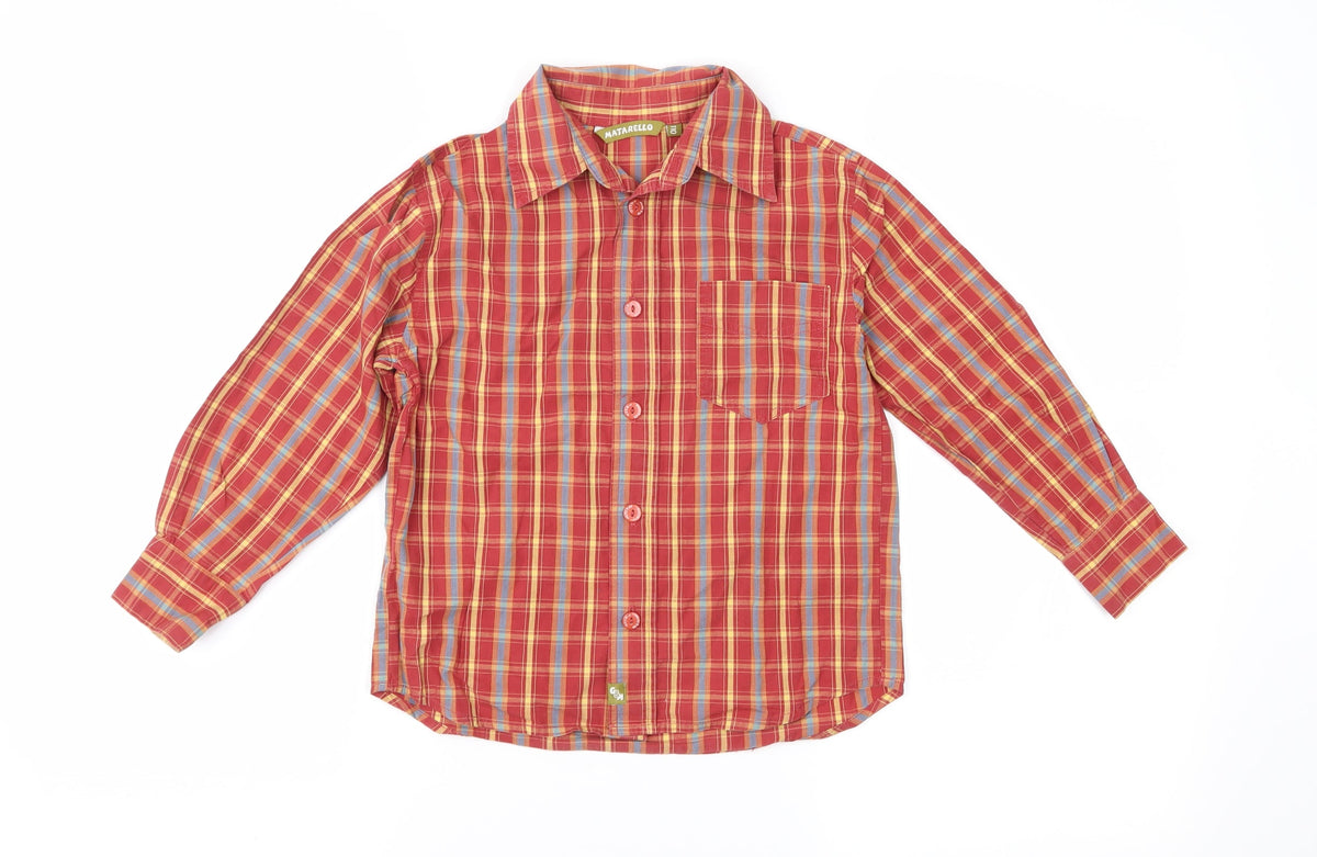 Matarello Boys Red Check  Basic Button-Up Size 5 Years