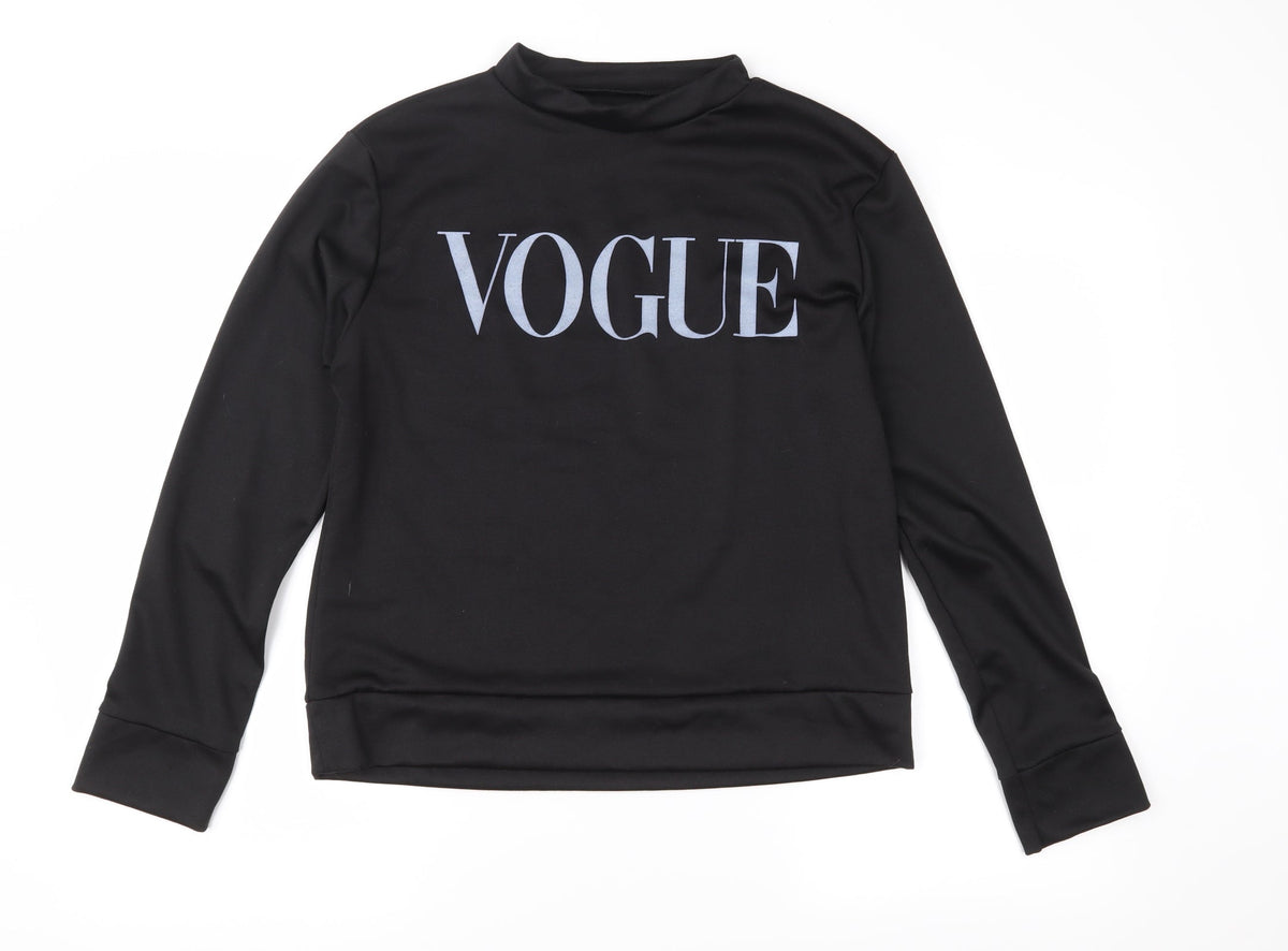 Womens Black   Pullover Sweatshirt Size M