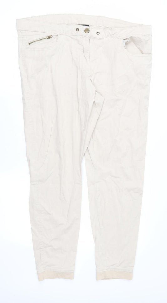 Womens UK Size 18 Janina Regular Fit Chino Beige Trousers