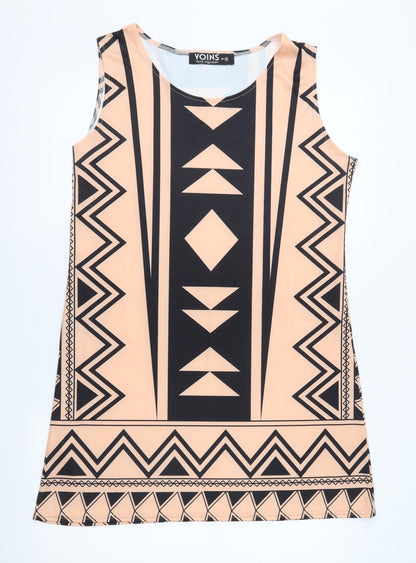 Yoins Womens Pink Geometric  Shift  Size XL