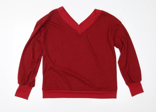 Womens UK Size L Preworn Red Basic Blouse