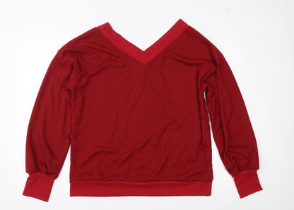Womens UK Size L Preworn Red Basic Blouse