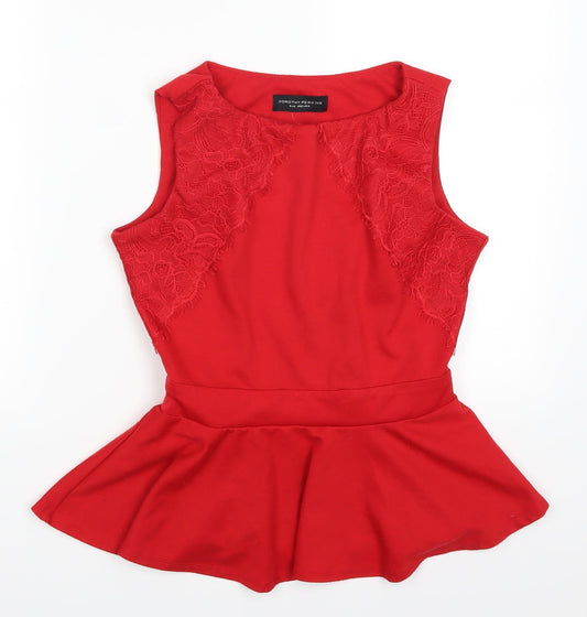 Womens UK Size 8 Dorothy Perkins Red Basic Tank
