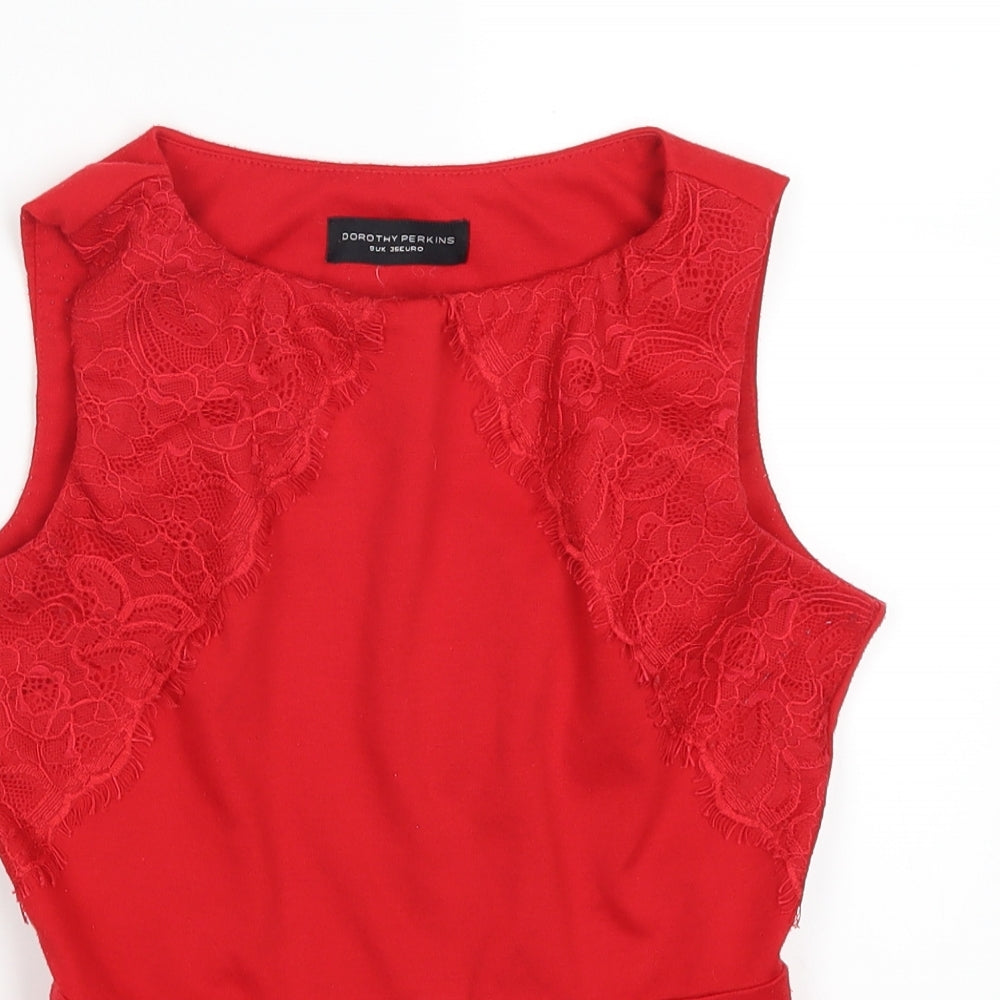 Womens UK Size 8 Dorothy Perkins Red Basic Tank