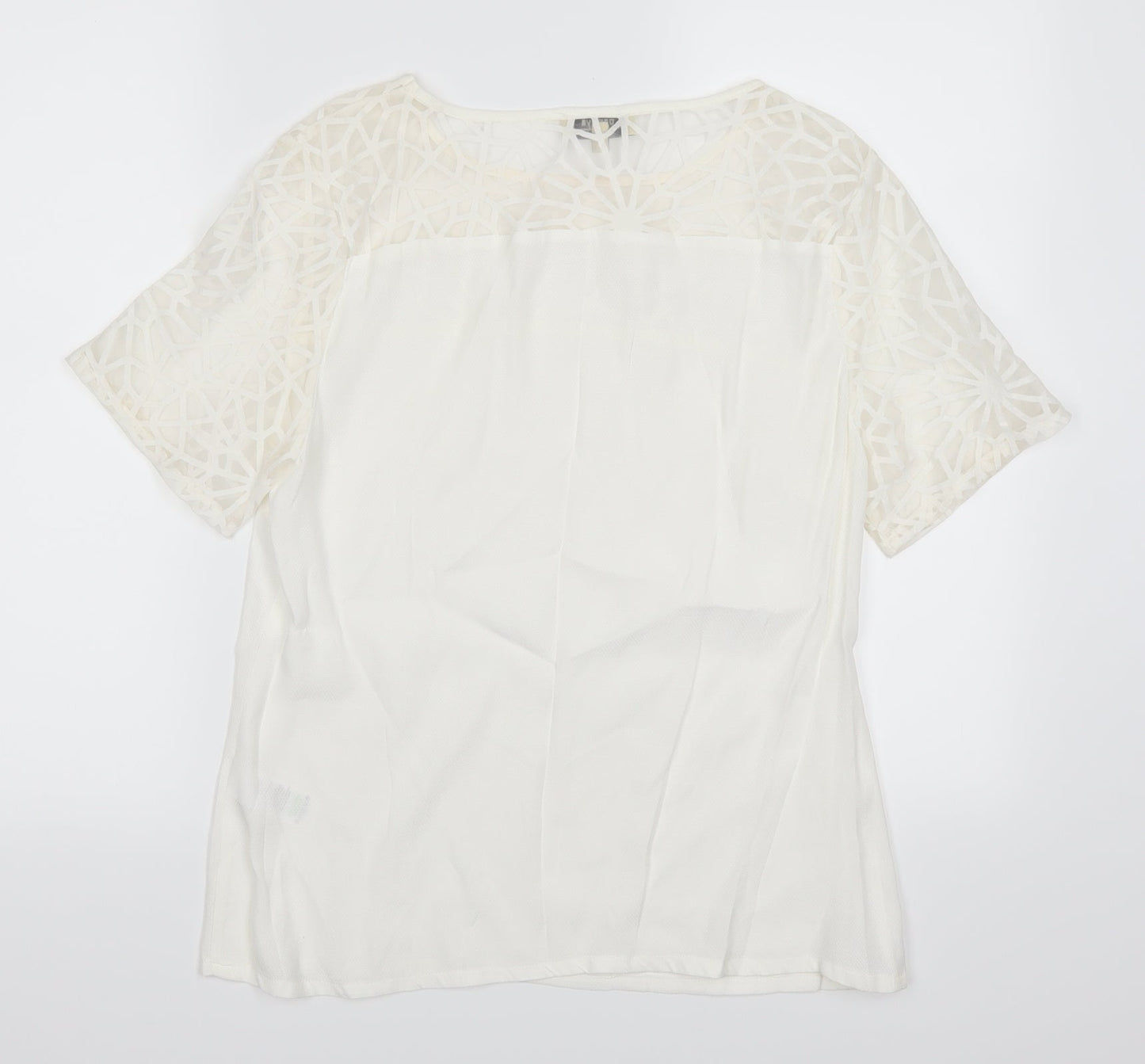 Papaya Womens White Geometric  Basic T-Shirt Size 10