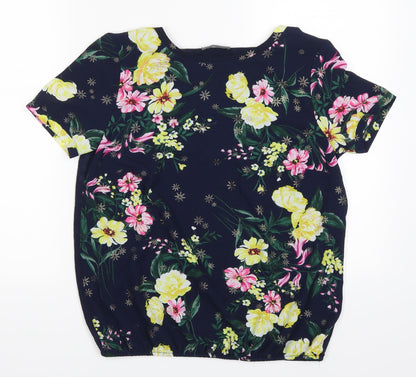 Ppaya Womens Blue Floral  Basic T-Shirt Size 10