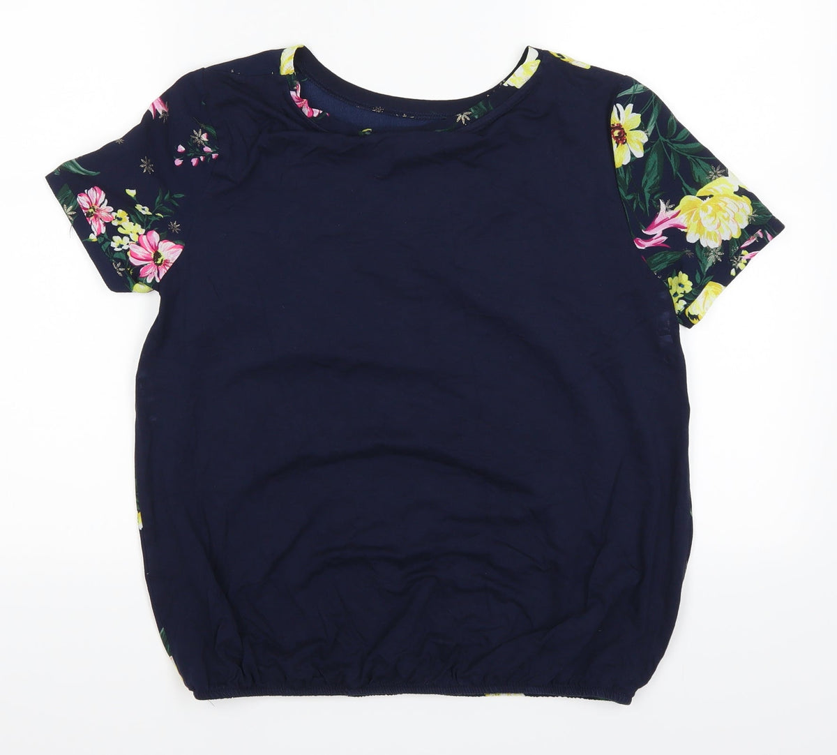 Ppaya Womens Blue Floral  Basic T-Shirt Size 10