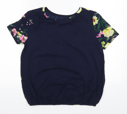 Ppaya Womens Blue Floral  Basic T-Shirt Size 10