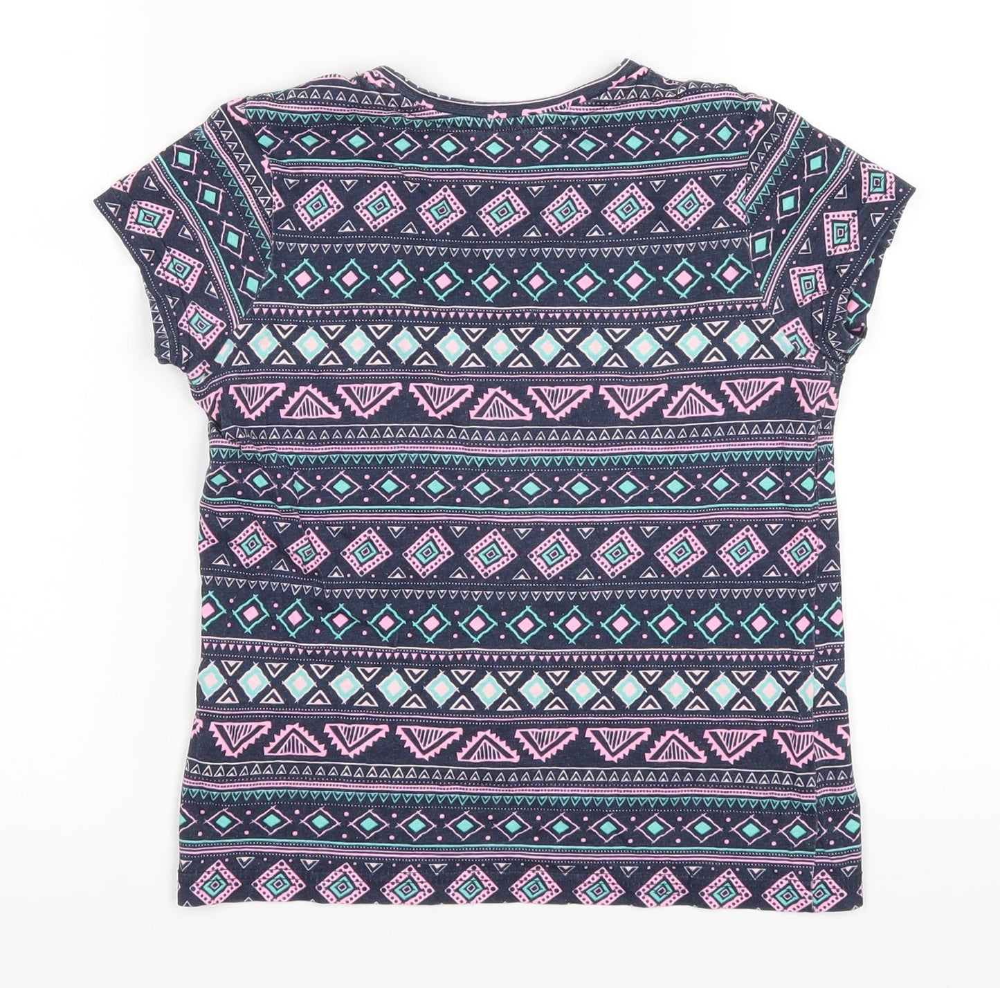 Yooung Dimension Girls Blue Geometric  Basic T-Shirt Size 8-9 Years